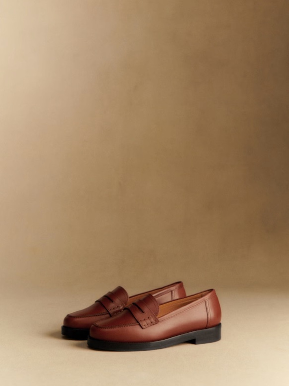 Sezane Andrea Loafers Natural Heritage Leather Brown Size 37 US 6.5 - Picture 10 of 11